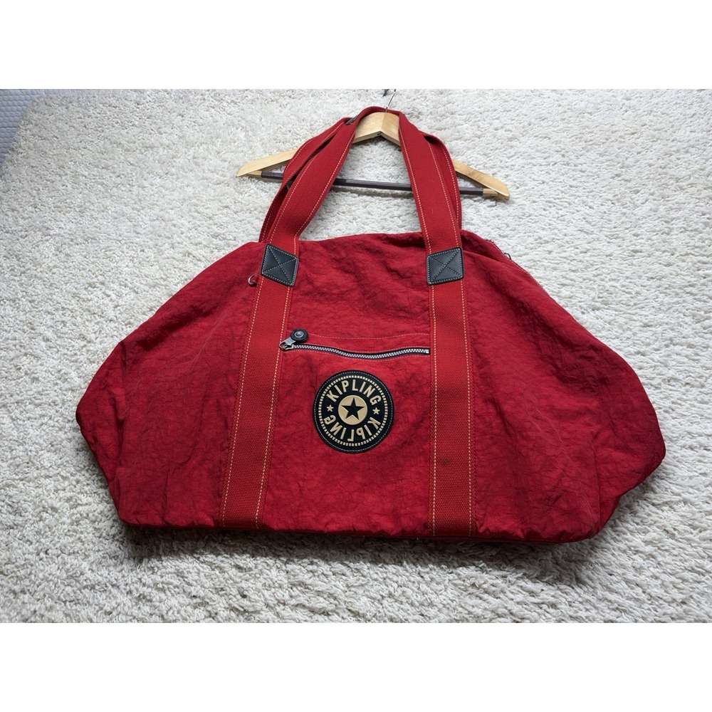Vintage Kipling Nylon Duffel Bag Red